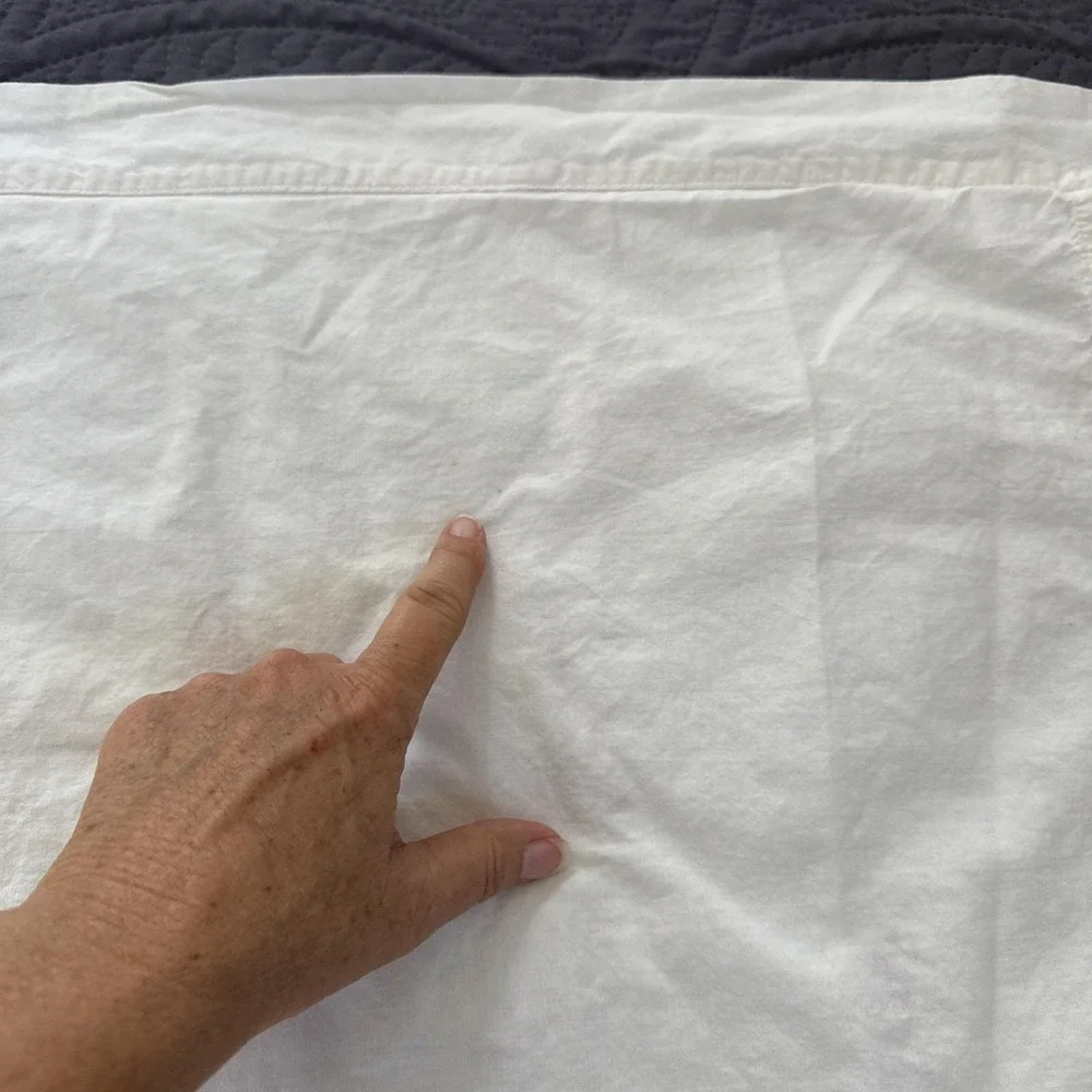 2 White Standard Shams Pillow Case Carnation Floral Embroidered Cottage Core